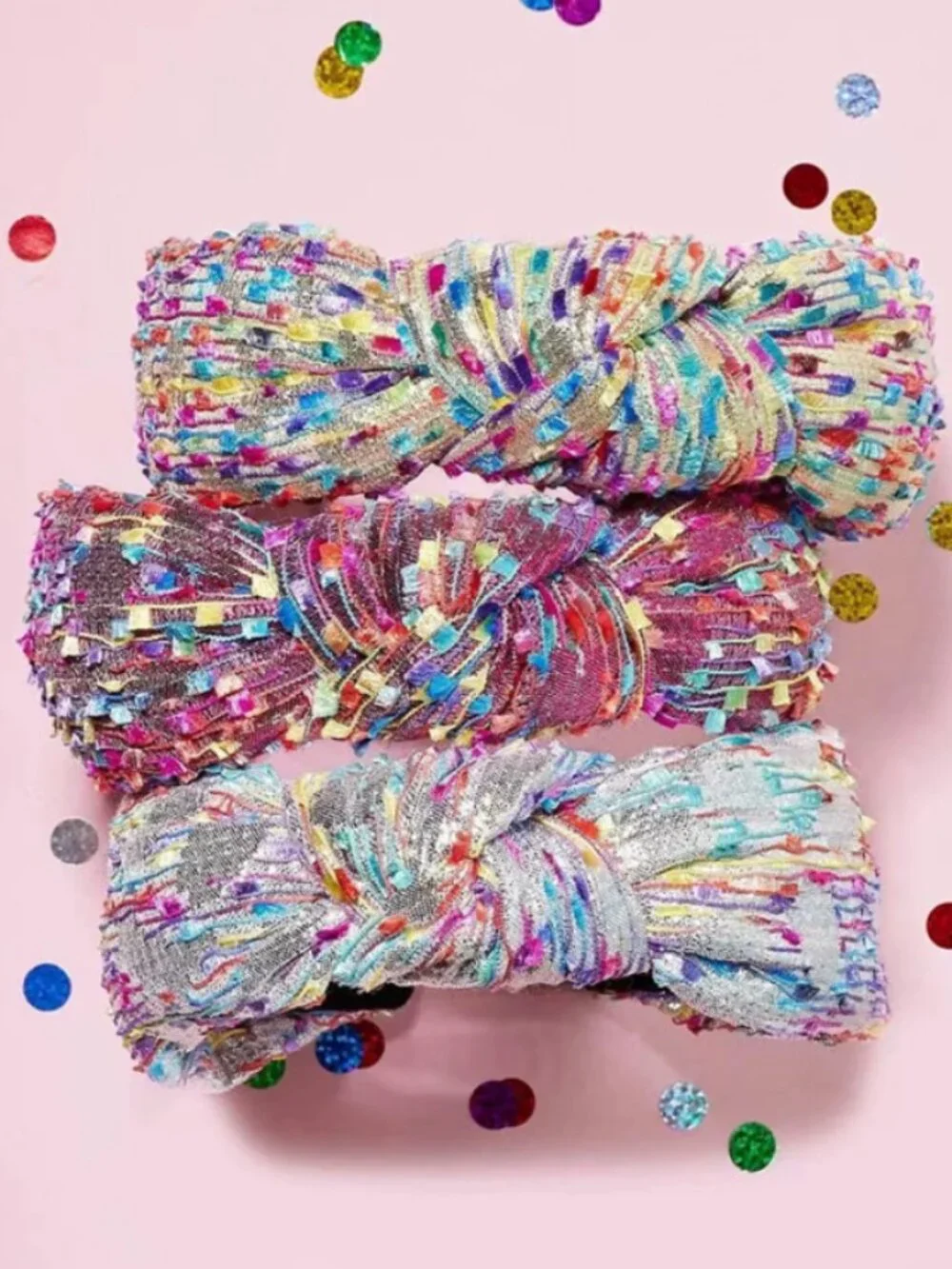 Lele Sadoughi Silver Metallic Confetti Knotted Headband